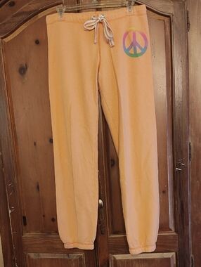 PINK Victoria's Secret Peach Peace Sign Joggers